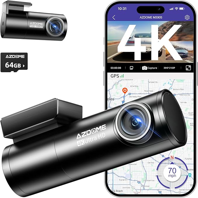 Azdome DashCam M300S 2CH 4K with 5.8G WiFi GPS WDR Night Vision 24H Parking Mode WDR NIGHT VISION G-SENSOR