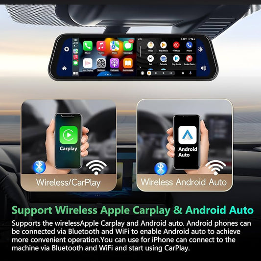 MIRROR FULL SCREEN WITH CARPLAY 4K 9.6" (AIRPLAY,  MIRACAST) *FIVE STAR PLUS*