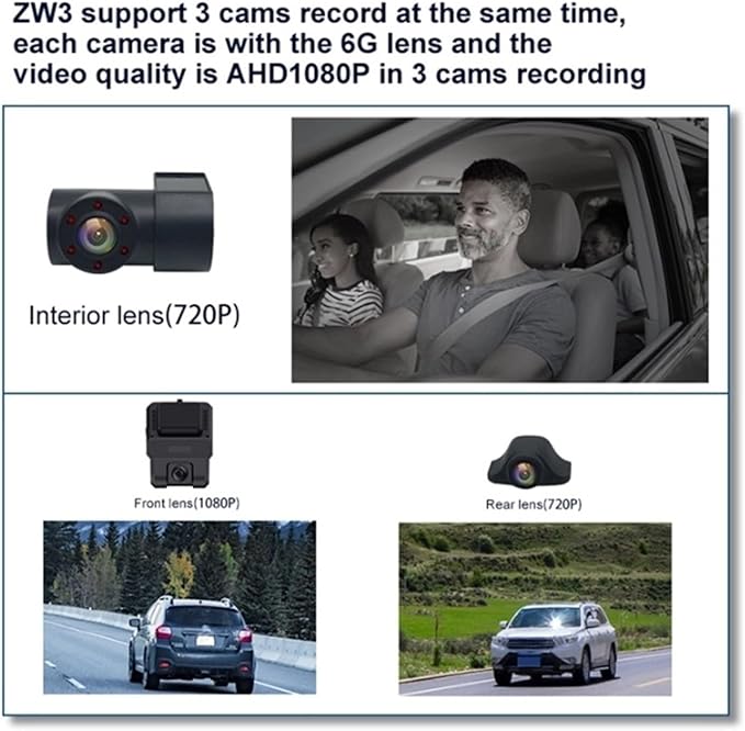 Dashcam C3 4G WIFI GPS TRACKING FHD 1080P 3 CAM (LIFE TIME Subscription Free) . (H)